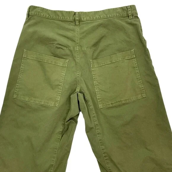 Nili Lotan Shon Pants Green Barrel Cropped Wide Leg Baggy Size 8 - Picture 6 of 10